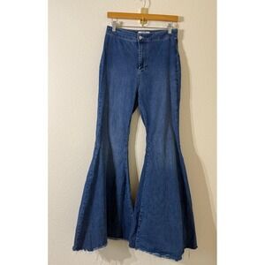 Free People We The Free Just Float On Flare Jeans Blue High Rise Bell Bottom 28